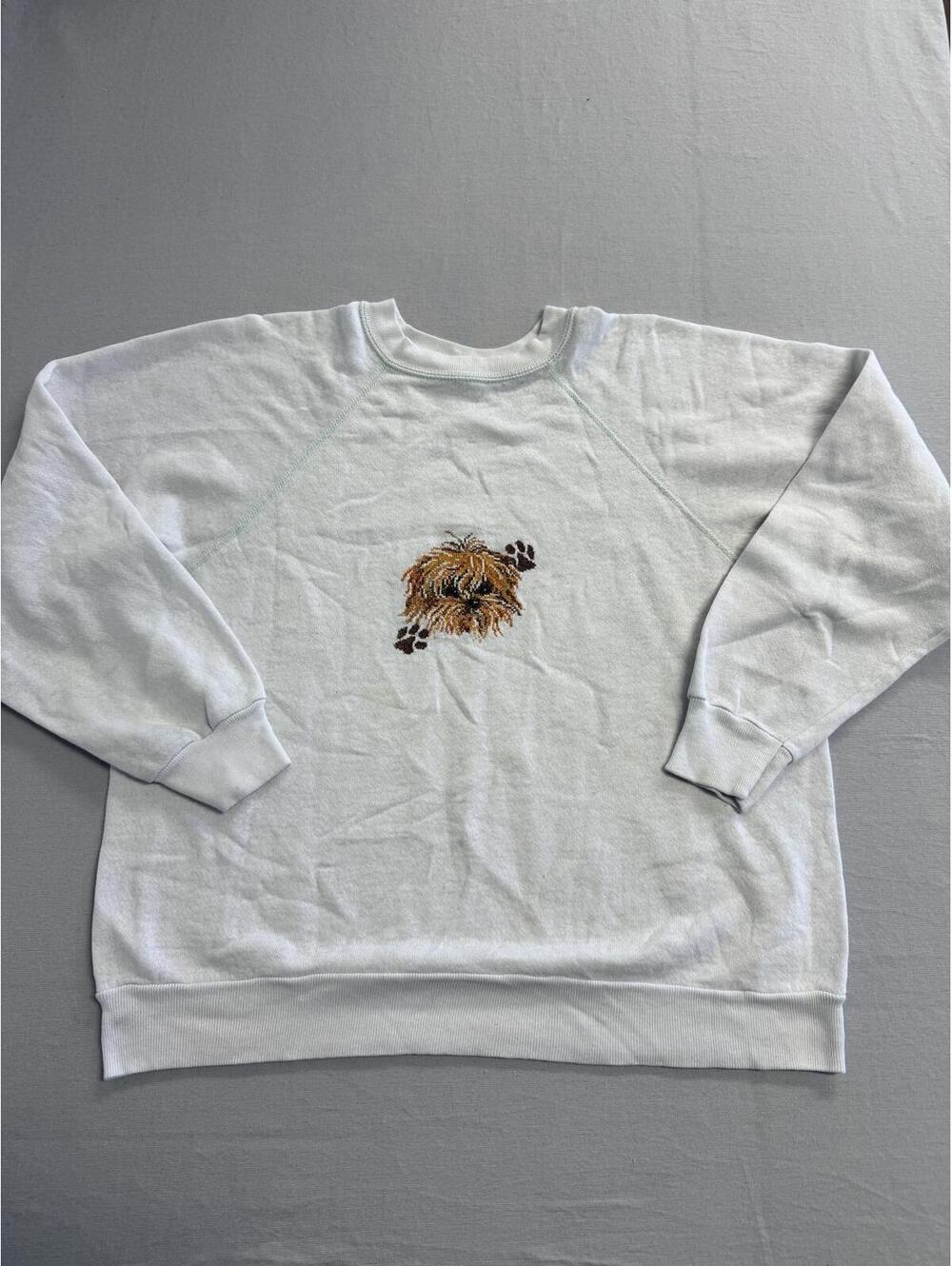 Vintage Shih Tzu Puppy Crewneck Dog Lover Cross Stitch - M